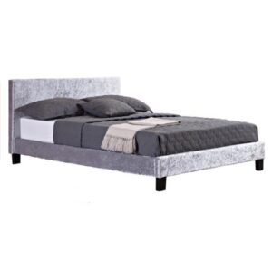 Berlin Fabric Double Bed In Steel Crushed Velvet