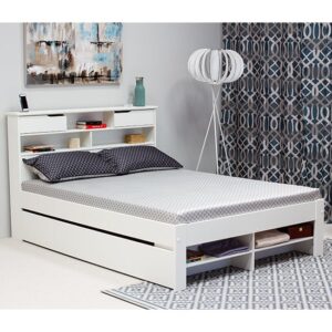 Fabio Wooden King Size Bed With Drawers In White