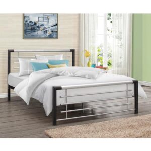 Faro Steel Double Bed In Black And Silver