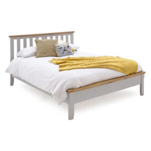 Ferndale Wooden Low Footboard King Size Bed In Grey And Oak