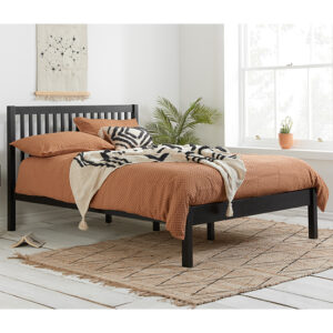 Nova Pine Wood Double Bed In Black