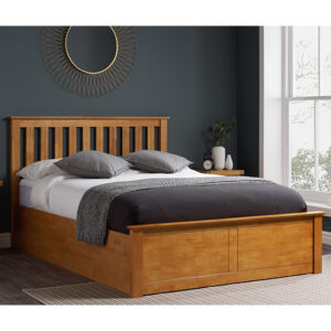 Phoenix Ottoman Rubberwood Double Bed In Oak