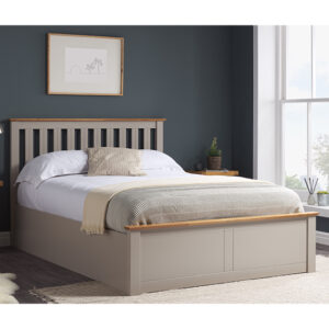 Phoenix Ottoman Rubberwood Double Bed In Pearl Grey