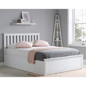 Phoenix Ottoman Rubberwood King Size Bed In White