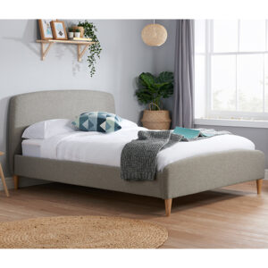 Quebec Soft Fabric Double Bed In Grey