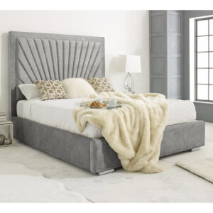 Darwin Plush Velvet Double Bed In Silver