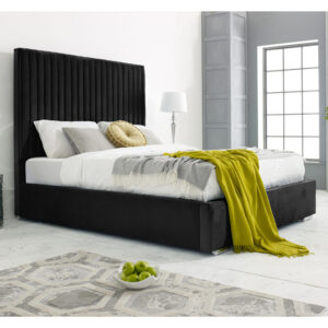 Medan Plush Velvet Double Bed In Black