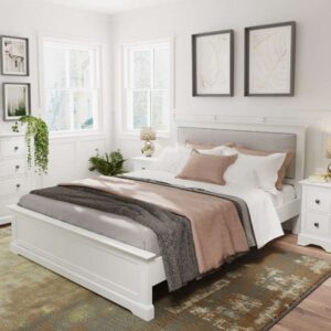 Belton Wooden King Size Bed In White