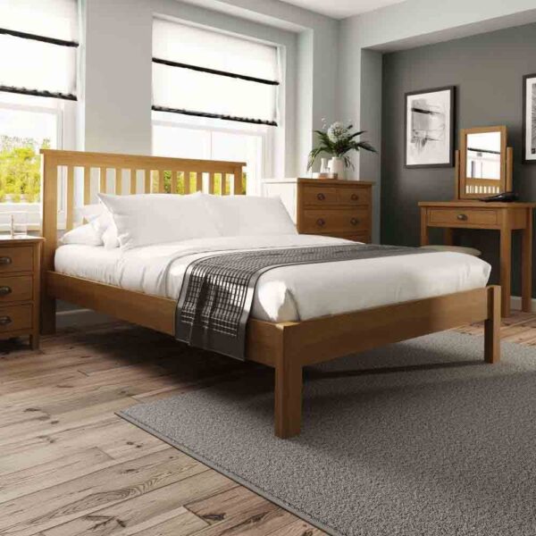 Rosemont Wooden Double Bed In Rustic Oak