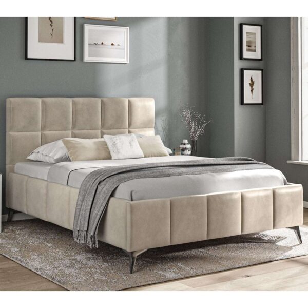 Arvada Fabric Double Bed In Beige