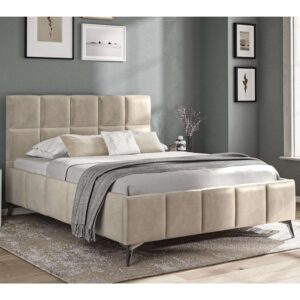 Arvada Fabric King Size Bed In Beige