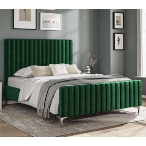 Arvada Velvet King Size Bed In Green