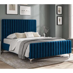 Arvada Velvet King Size Bed In Royal Blue