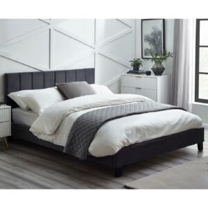 Ragina Velvet Single Bed In Grey