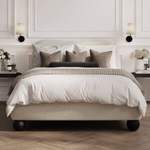 Ingram Fabric Double Bed In Ivory