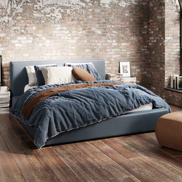 Snohomish Fabric Double Bed In Ink Blue