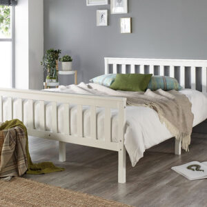 Aspire Atlantic White Wooden Bed Frame, Superking