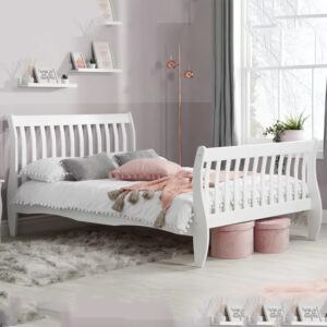 Balford Pine Wood Double Bed In White