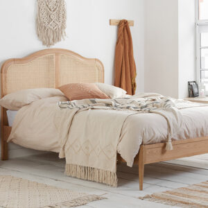 Birlea Leonie Wooden Rattan Bed Frame, Double, Oak