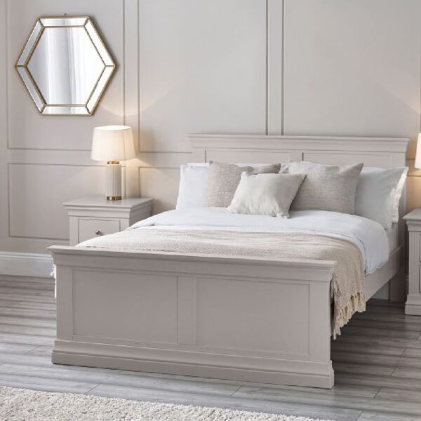 Calida Wooden Double Bed In Light Grey