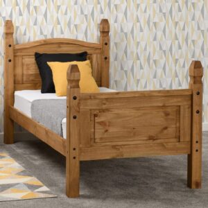 Central Wooden High Foot Single Bed In Oak