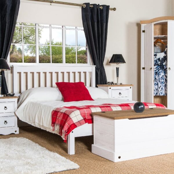 Consett Wooden Double Bed In White