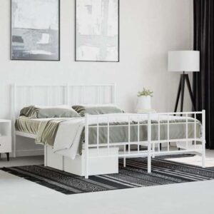 Devlin Metal King Size Bed In White