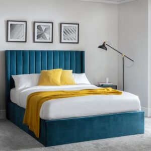 Laelia Velvet Storage Super King Size Bed In Teal