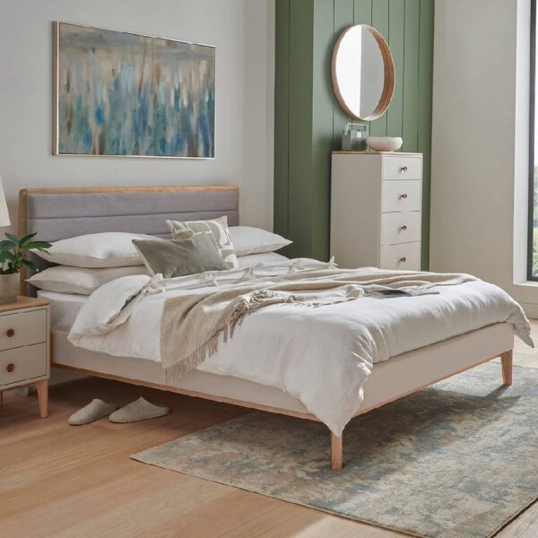 Mainz Wooden Double Bed In Taupe