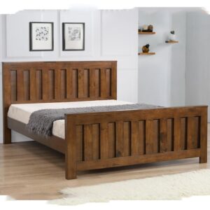 Marco Solid Rubberwood Double Bed In Rustic Oak