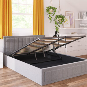 Novo Lottie Fabric Ottoman Bed Frame, King Size, Grey