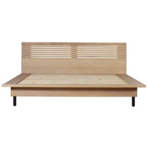 Okonma Wooden Double Bed With Metal Legs In Oak