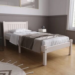 Ria Wooden Single Bed In White