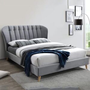 Elma Fabric King Size Bed In Grey