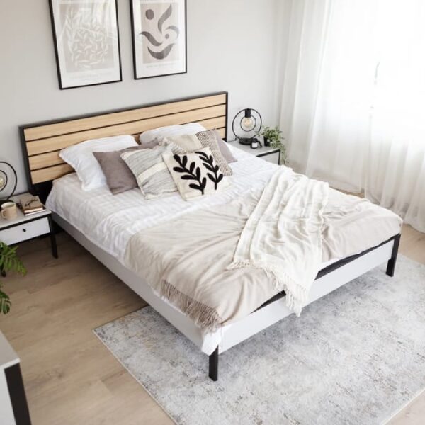 Guelph Wooden Super King Size Bed In Grey