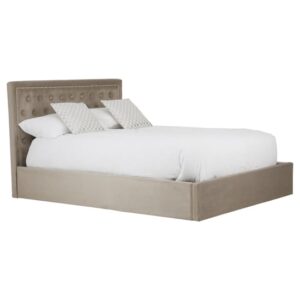 Hannata Velvet Storage Ottoman King Size Bed In Mink