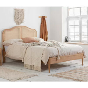 Ladson Rattan Wooden Super King Size Bed In Oak