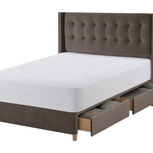 Silentnight Bloomsbury Charcoal Velvet Bed Frame, Double, 2 Drawers