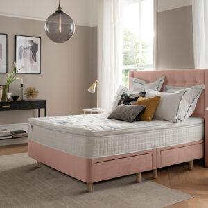 Silentnight Bloomsbury Dusky Pink Velvet Bed Frame, Double, 2 Drawers